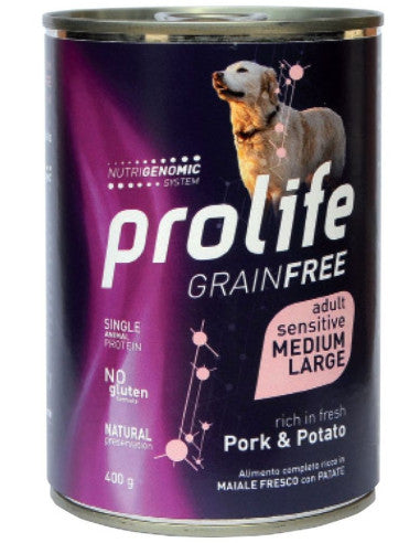 Prolife Grain Free Adult Sensitive Pork & Potato Medium/Large 400g