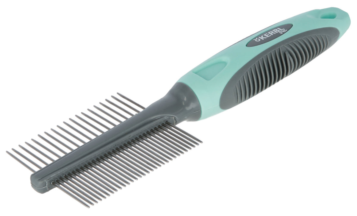 Kerbl Pettine Doppio Fine/Grosso con Punte Arrotondate – 21 cm
