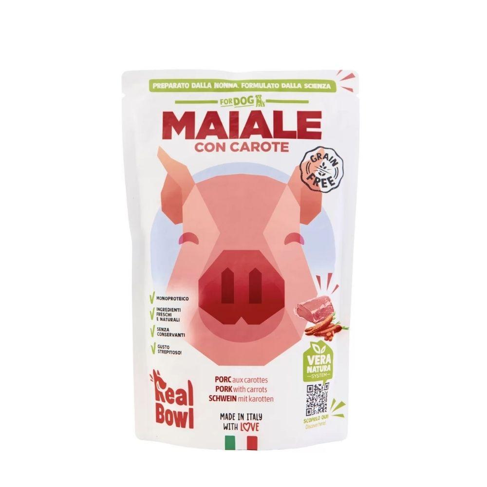 Real Bowl Cibo Umido Cane Maiale con Carote Senza Cereali 150g