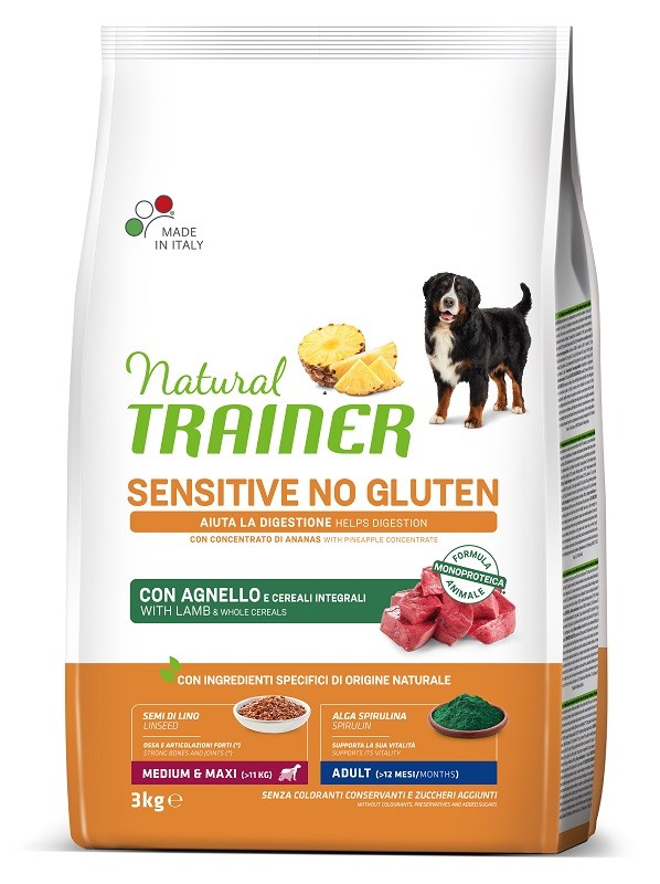 Natural Trainer Sensitive No Gluten Adult Medium & Maxi Agnello 3 kg