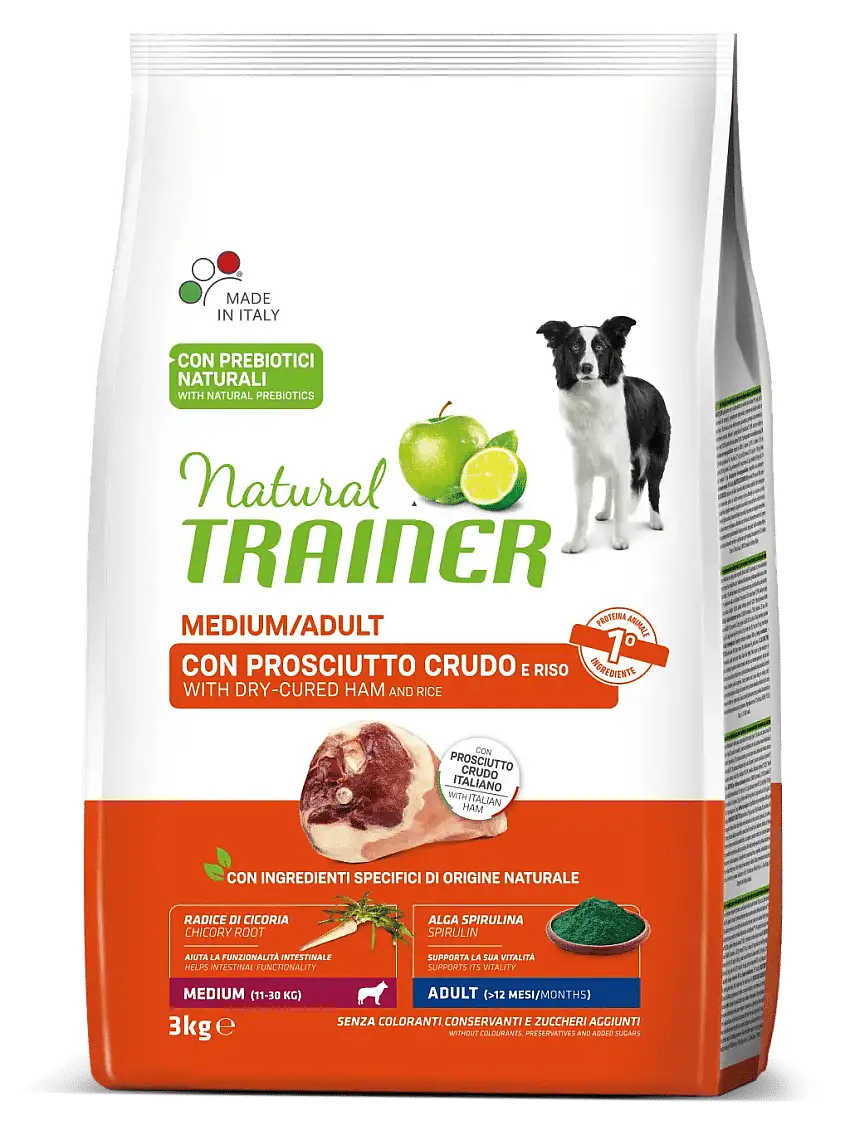 Natural Trainer Adult Medium Prosciutto Crudo e Riso 3kg