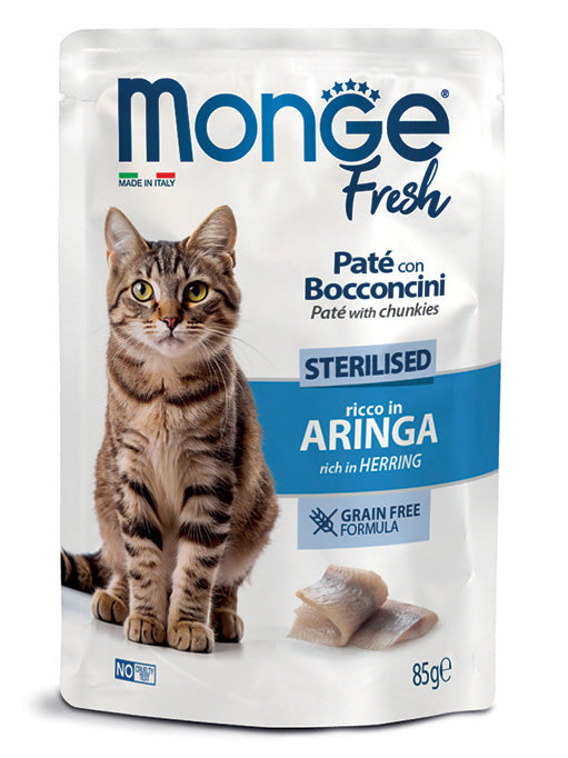 Monge Fresh Paté con Bocconcini Ricco in Aringa Sterilised Gatto 85g