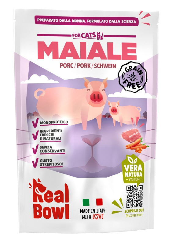 Real Bowl Busta Singola Gatto Maiale Senza Cereali 80g