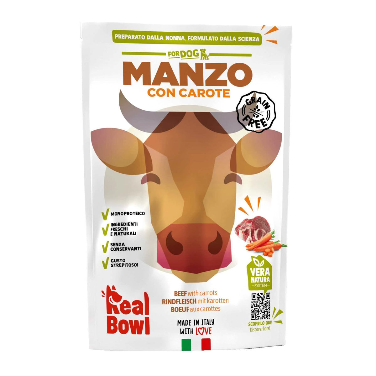 Real Bowl Monoproteico Cane Manzo Senza Cereali 400g