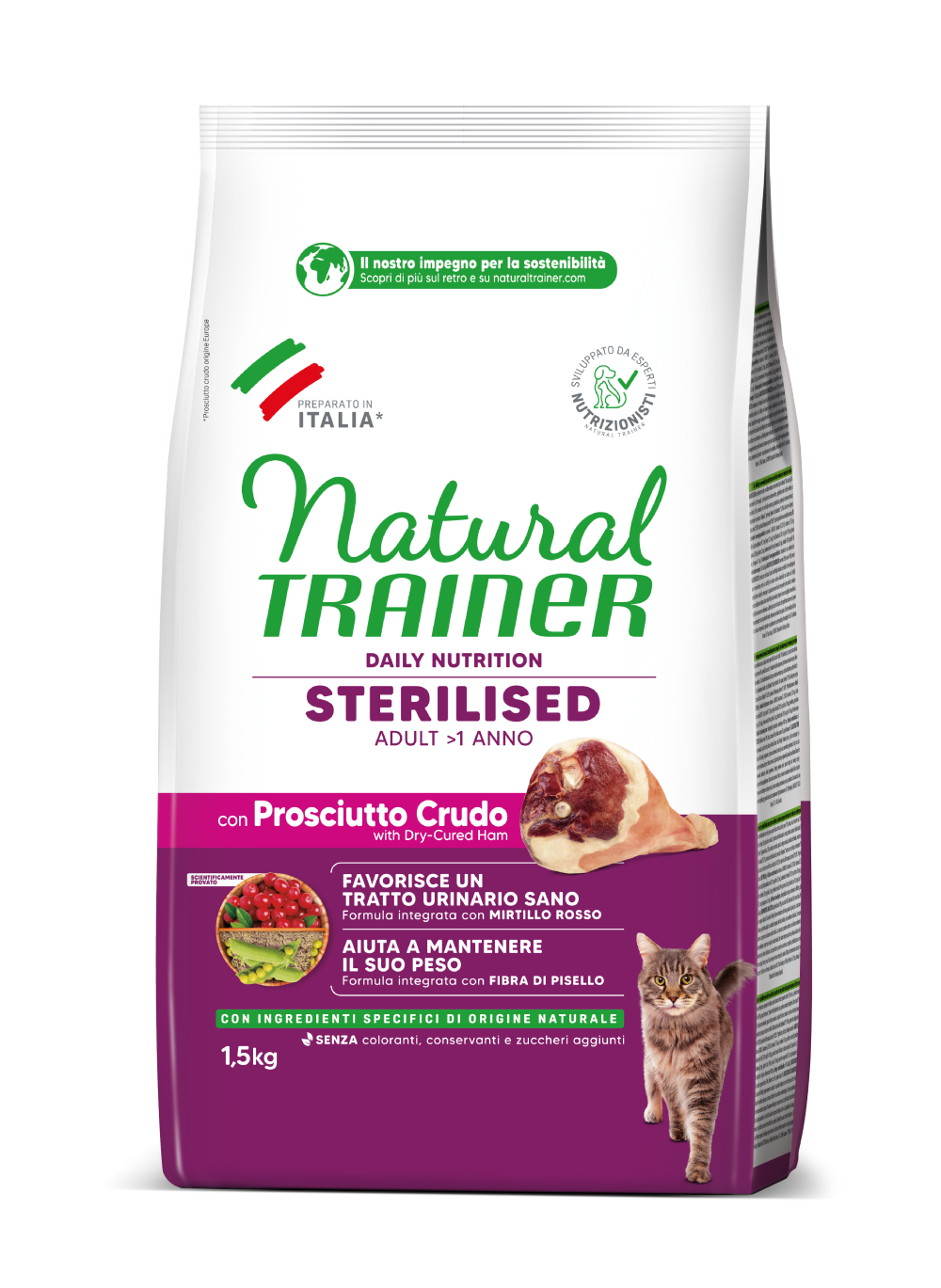 Natural Trainer Daily Nutrition Sterilised Adult con Prosciutto Crudo 1,5 kg