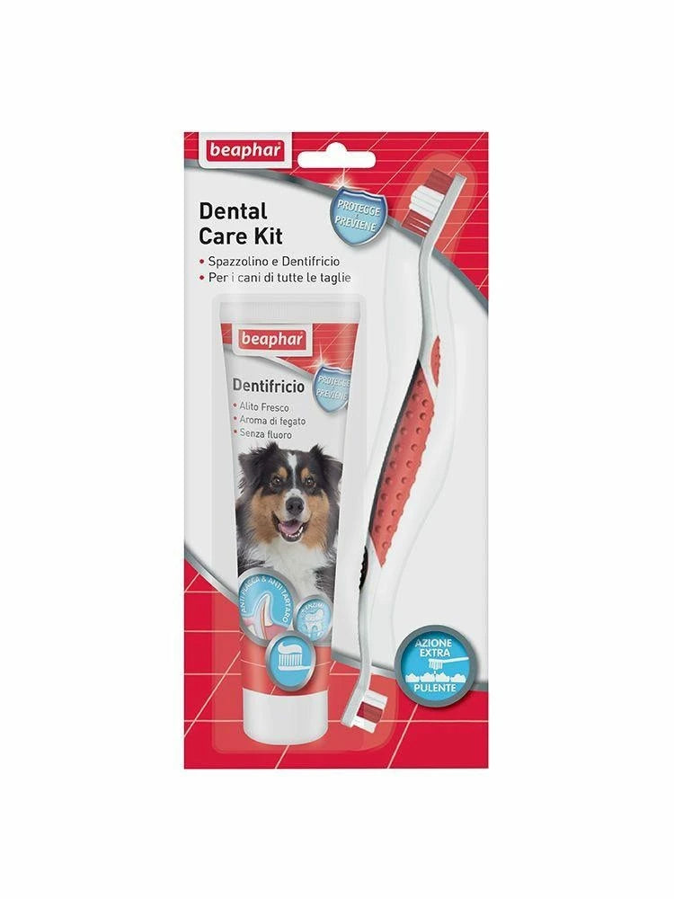 Beaphar Dental Care Kit – Dentifricio 100 g e Spazzolino per Cani