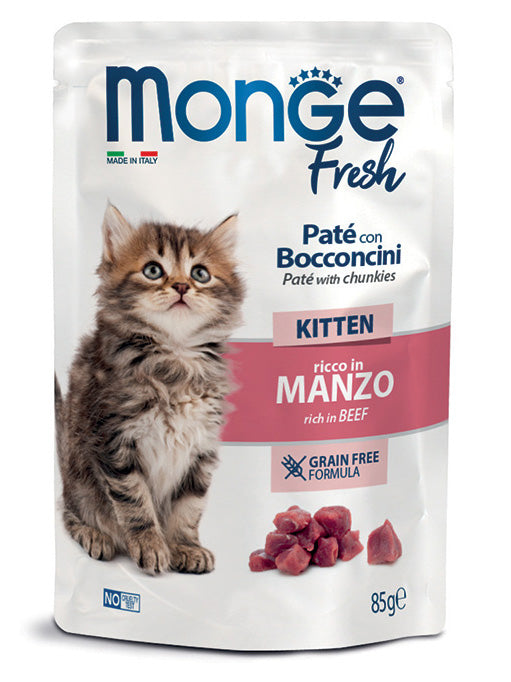 Monge Fresh Paté con Bocconcini Manzo Kitten 85g