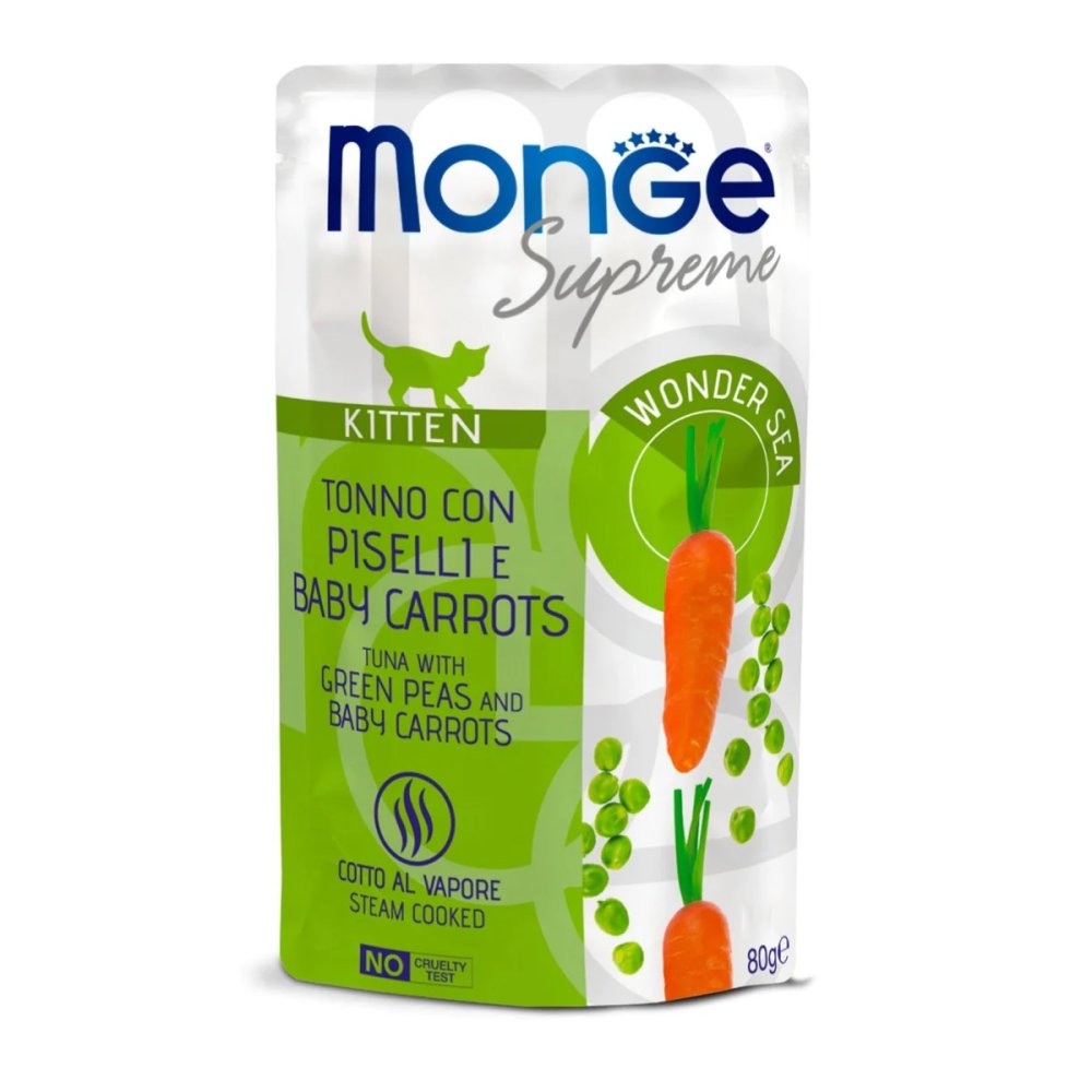 Monge Supreme Kitten Tonno con Piselli e Baby Carrots 80g