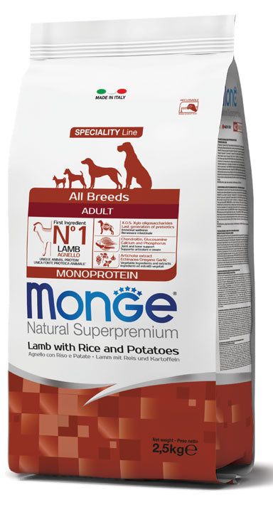Monge Natural Superpremium All Breeds Adult Agnello con Riso e Patate 2,5 kg