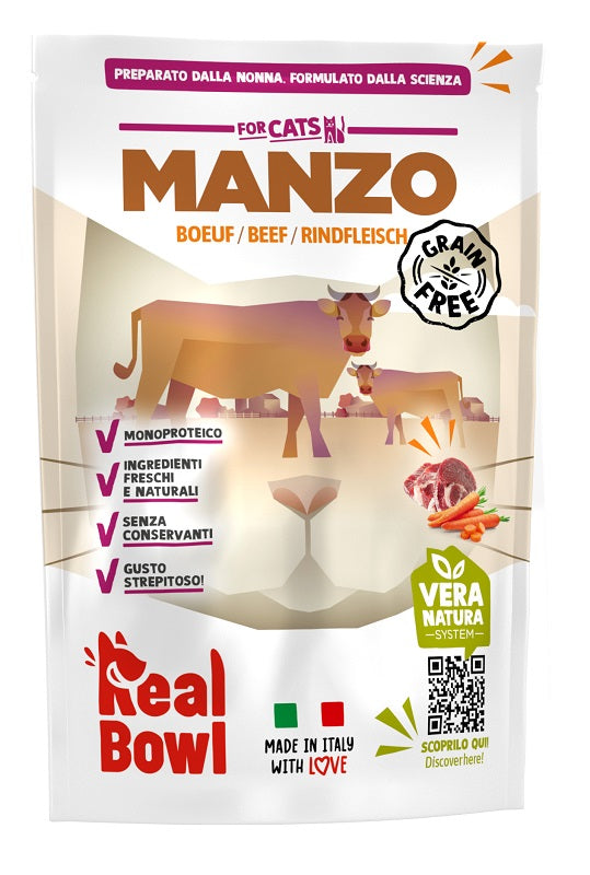 Real Bowl Gatto Manzo Grain Free 80g