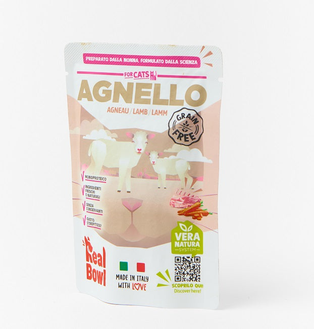 Real Bowl Monoproteico Grain Free Gatto Agnello 80g