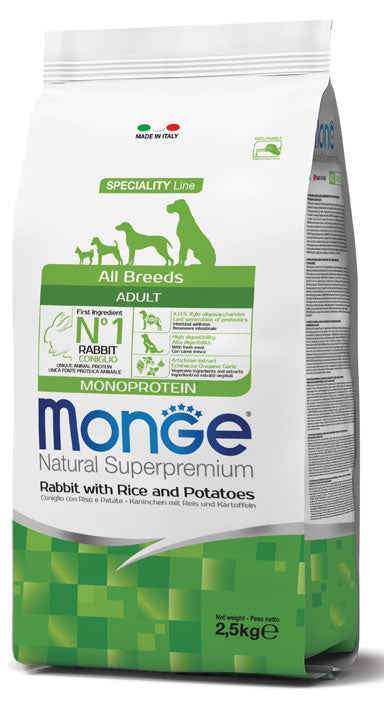 Monge Natural Superpremium All Breeds Adult Coniglio con Riso e Patate 2,5 kg