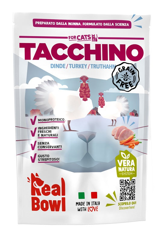 Real Bowl Monoproteico Grain Free Tacchino Gatto 80g
