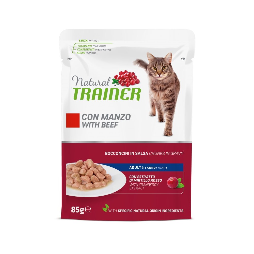 Natural Trainer Cat Adult Bocconcini con Manzo 85g