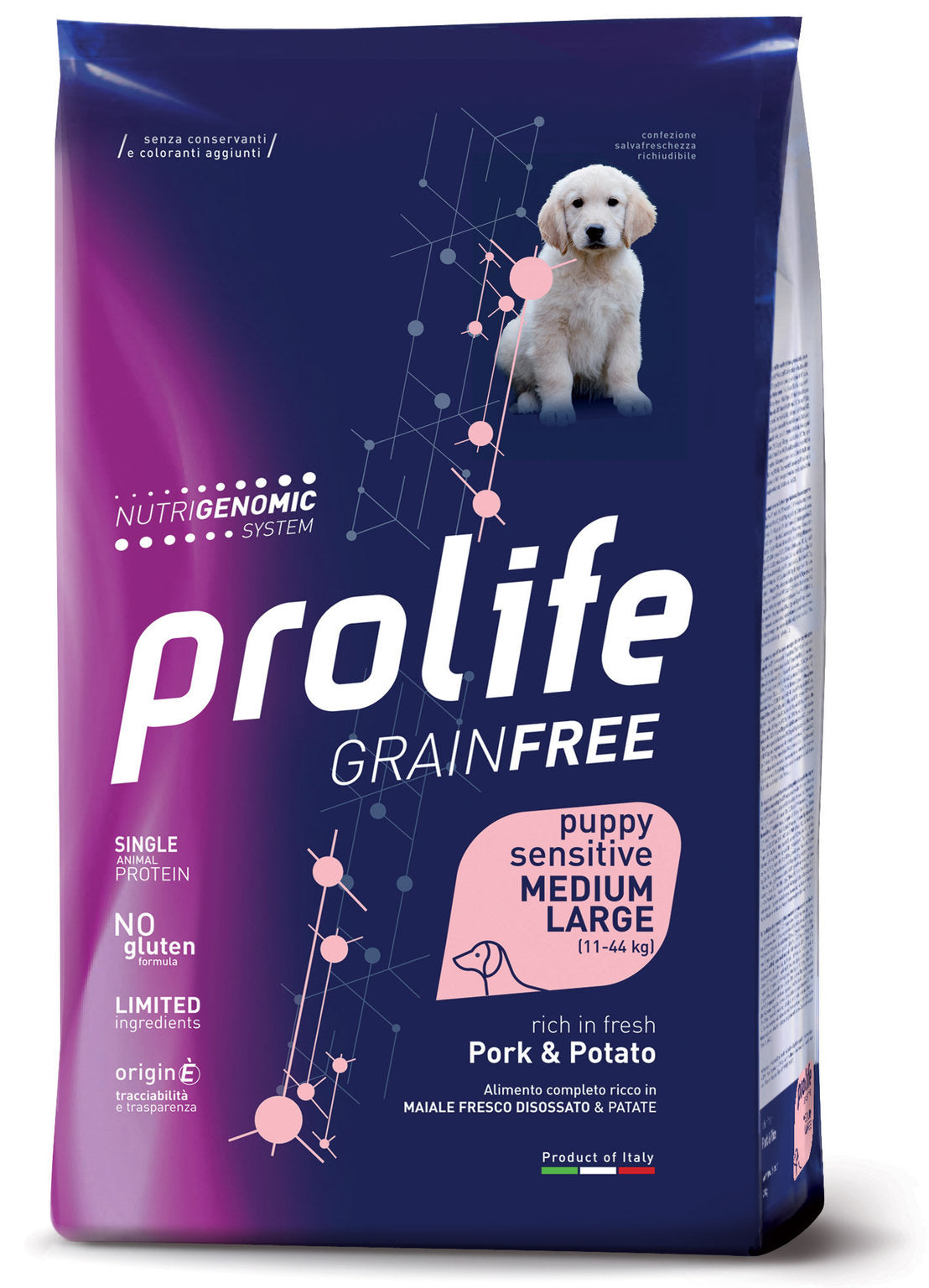 Prolife Grain Free Puppy Sensitive Maiale e Patate Medium/Large 10 kg