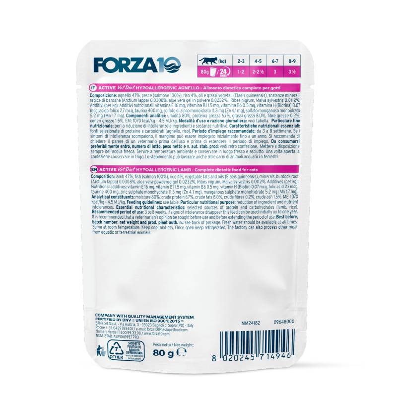 Forza10 Active Vet Diet Hypoallergenic Agnello 80g