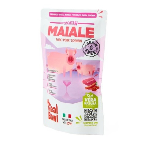 Real Bowl Busta Singola Gatto Maiale Senza Cereali 80g