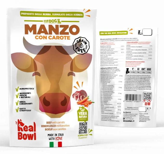 Real Bowl Monoproteico Cane Manzo Senza Cereali 400g