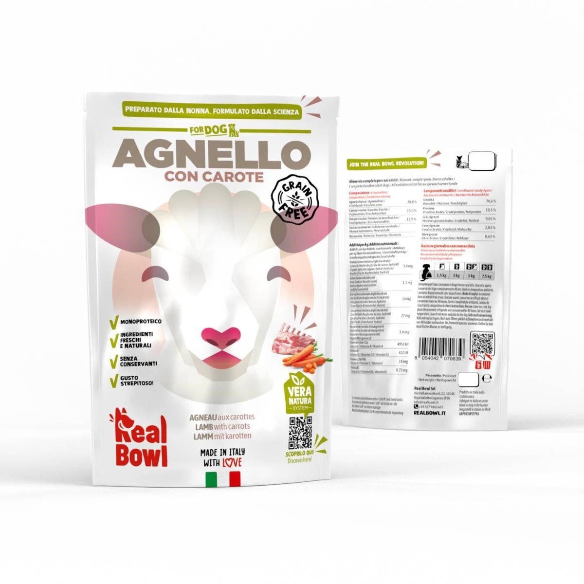 Real Bowl Monoproteico Agnello Grain Free Cane 400g