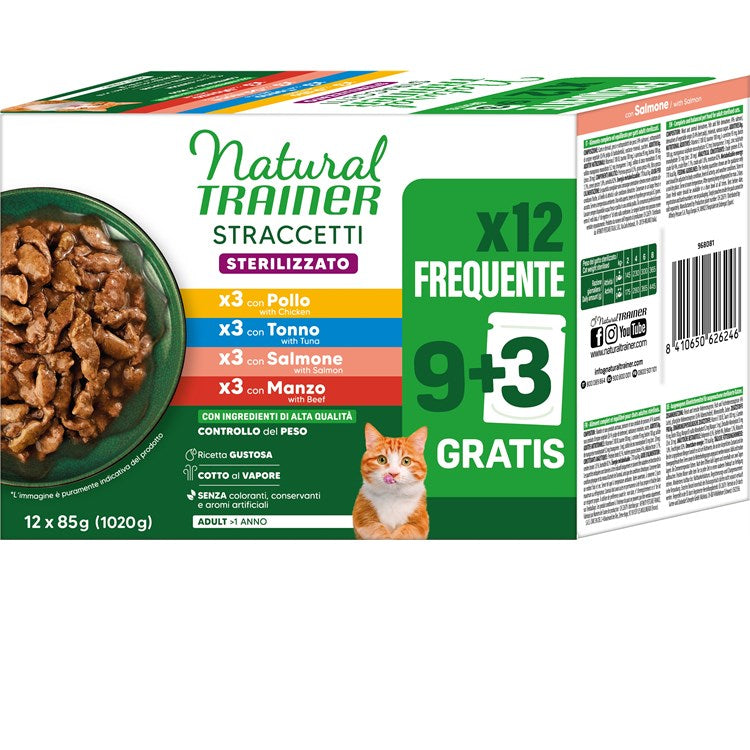 Natural Trainer Straccetti Sterilizzato pollo tonno salmone manzo 12 x 85 g