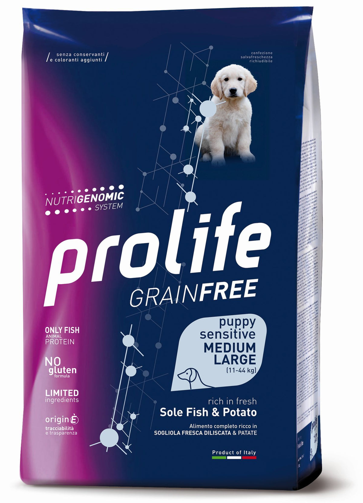 Prolife Grain Free Puppy Sensitive Medium Large Sogliola & Patate